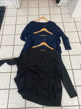 Lot of 3 boat neck/lower beck Long Sleeve Tops - Black & Navy